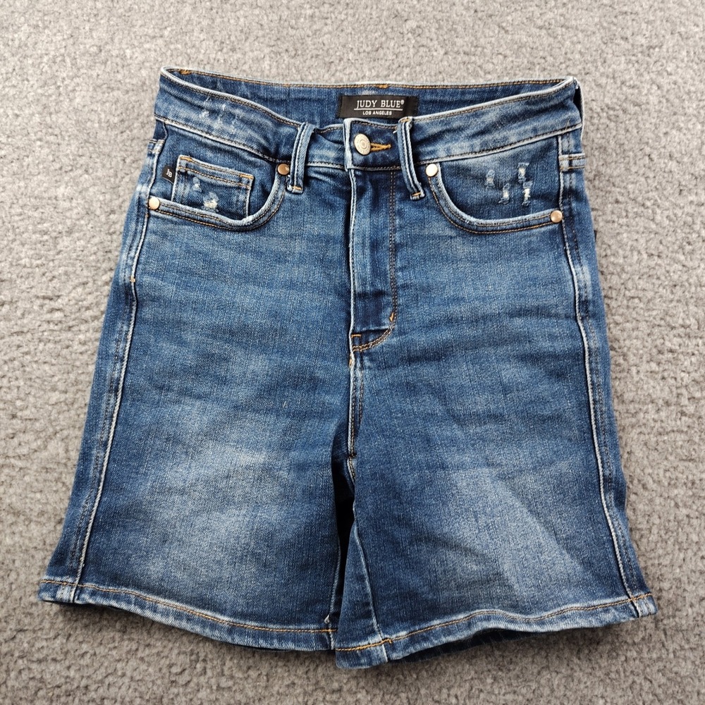 Judy Blue Women Distressed High Waisted Denim Shorts Size Small Stretch
